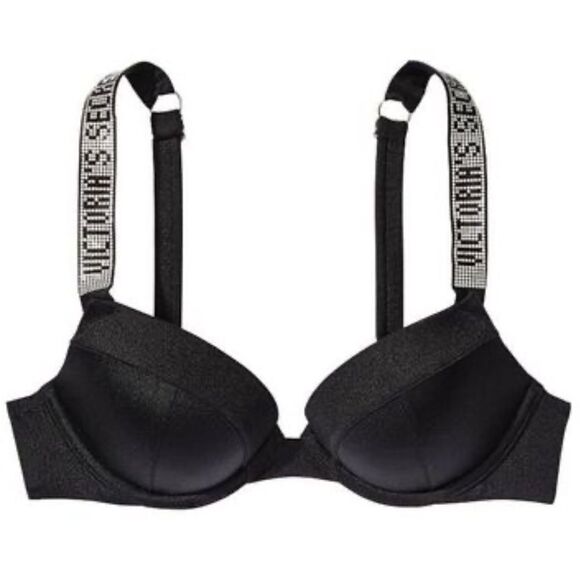 Victorias Secret Swim Shine Strap Sexy Tee Push Up Bikini Top Black - Picture 1 of 9